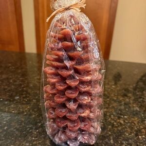Creative Co- Op PINECONE SHAPED CANDLE with wooden bowl